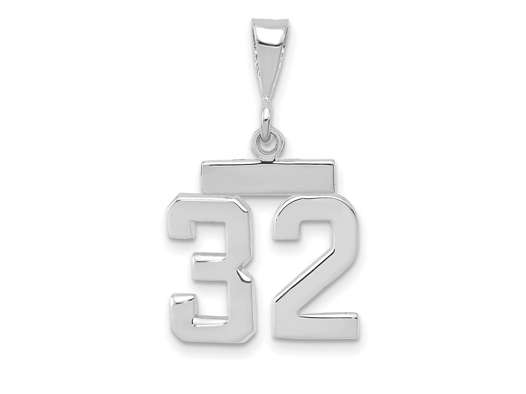 FJC Finejewelers 14 kt White Gold Small Polished Number 32 Charm