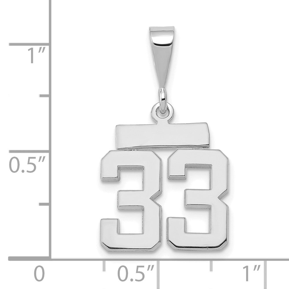 FJC Finejewelers 14 kt White Gold Small Polished Number 33 Charm 17 x 10 mm
