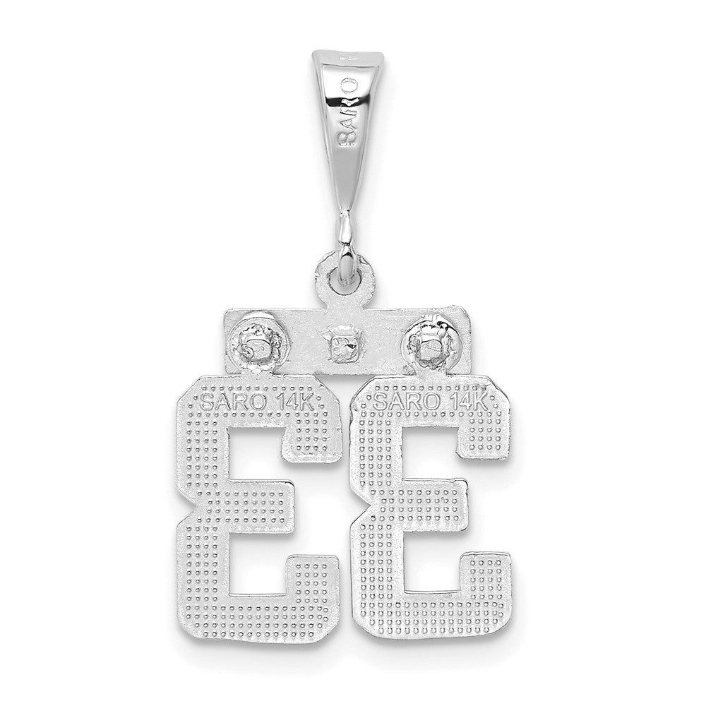 FJC Finejewelers 14 kt White Gold Small Polished Number 33 Charm 17 x 10 mm