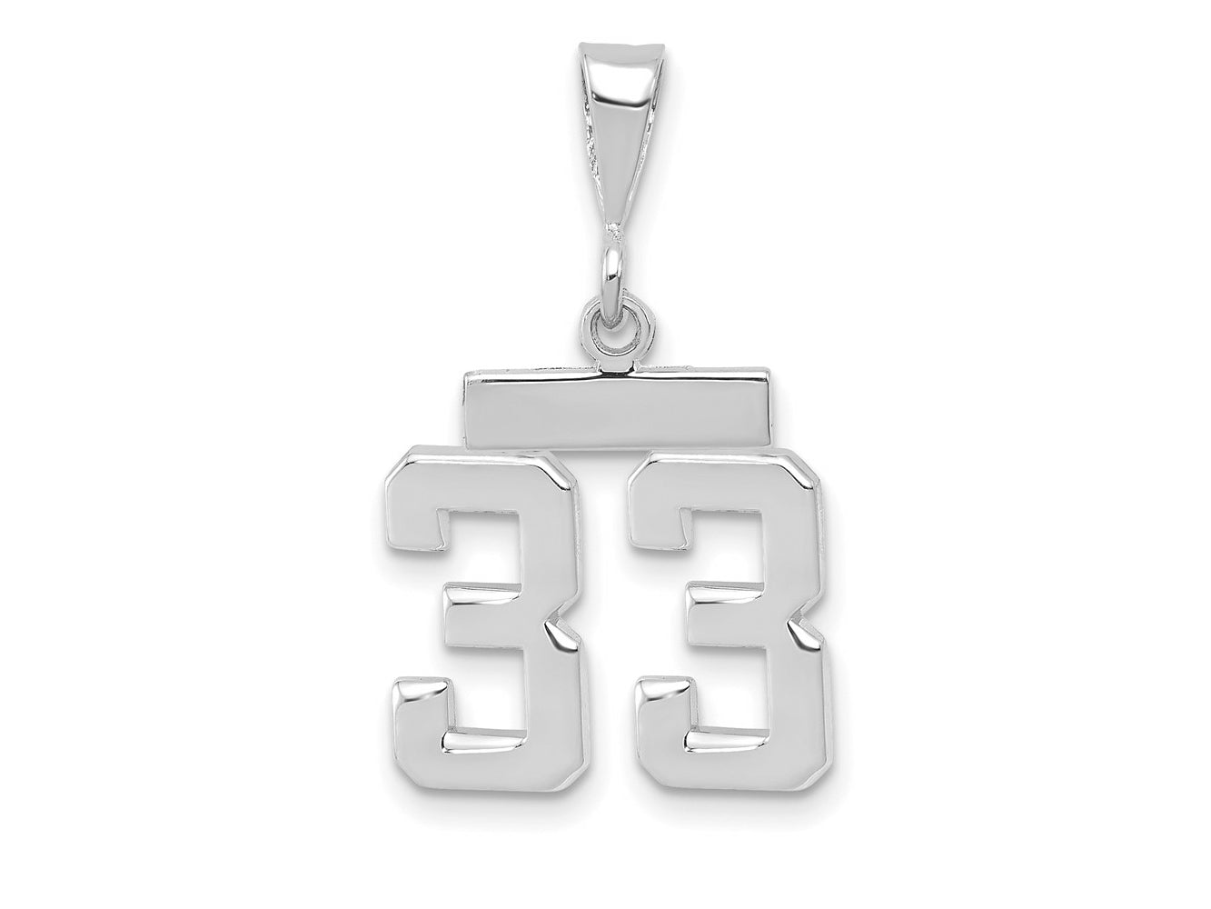 FJC Finejewelers 14 kt White Gold Small Polished Number 33 Charm 17 x 10 mm