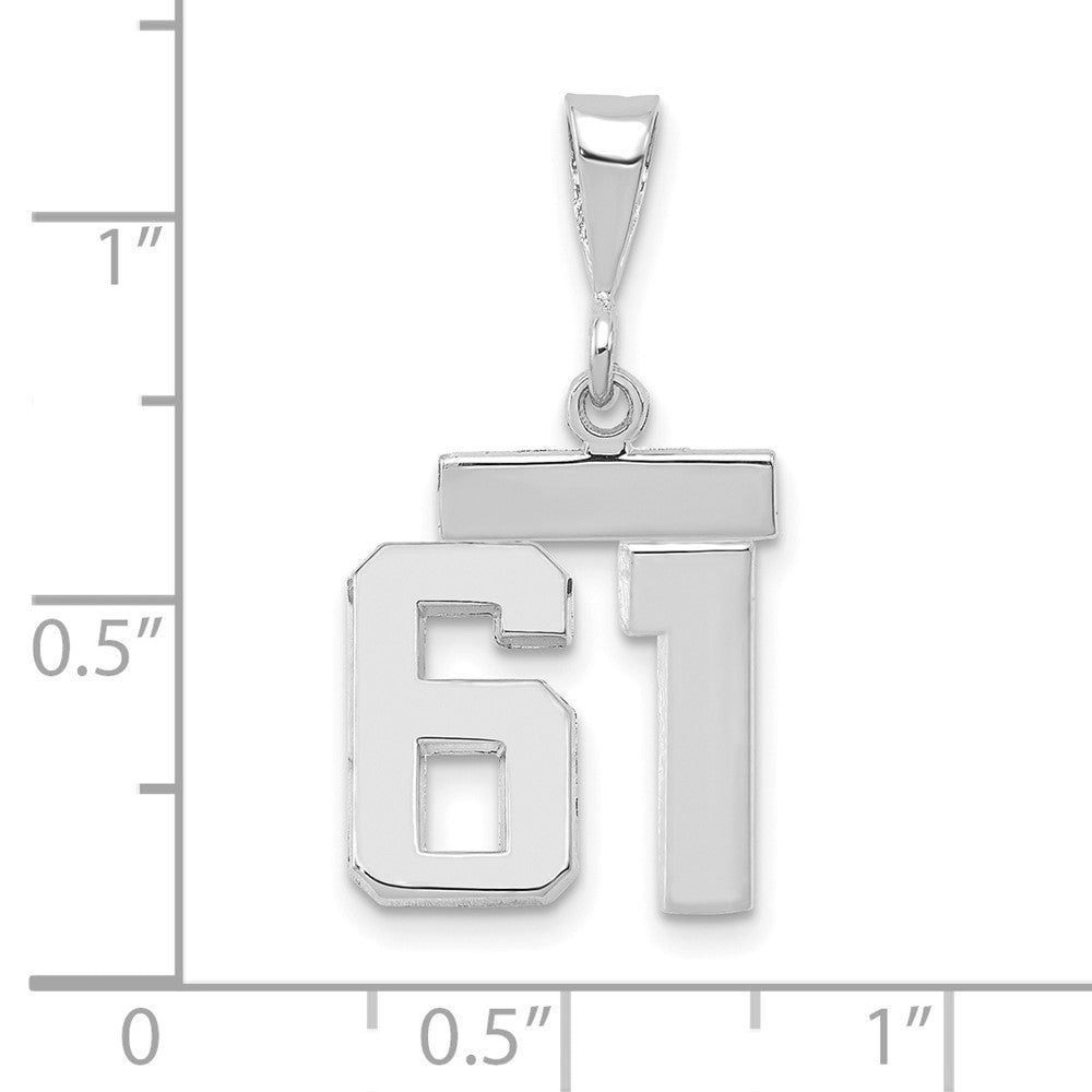 FJC Finejewelers 14 kt White Gold Small Polished Number 61 Charm