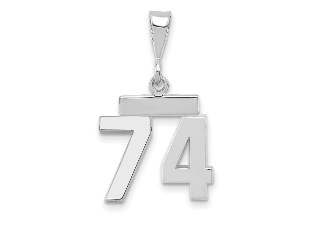 FJC Finejewelers 14 kt White Gold Small Polished Number 74 Charm