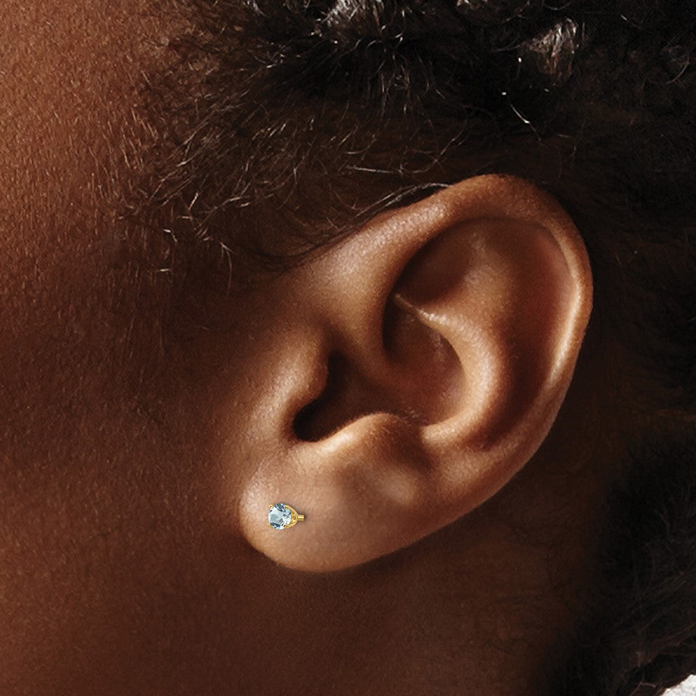 FJC Finejewelers 14 kt Yellow Gold Stud March/Aquamarine Post Earrings 3 x 3 mm