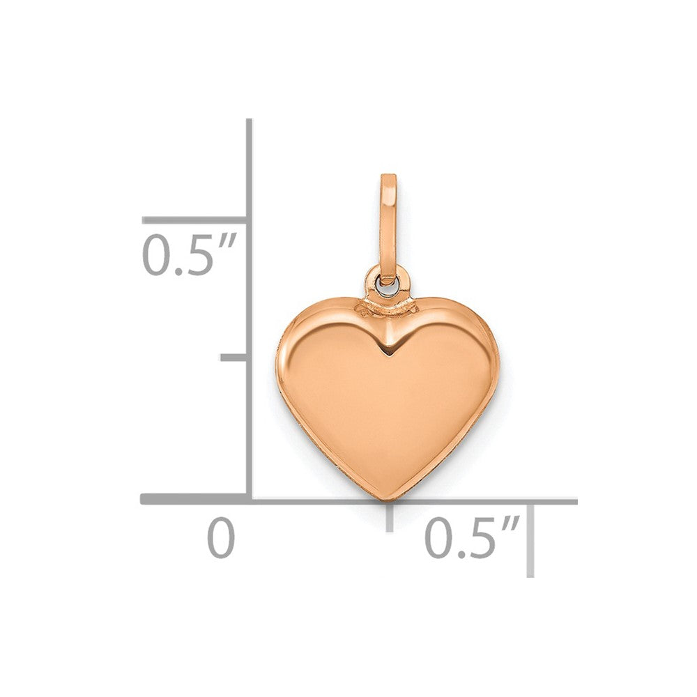 FJC Finejewelers 14 kt Rose Gold Themed Polished 3-D Heart Charm 15 mm x 10 mm
