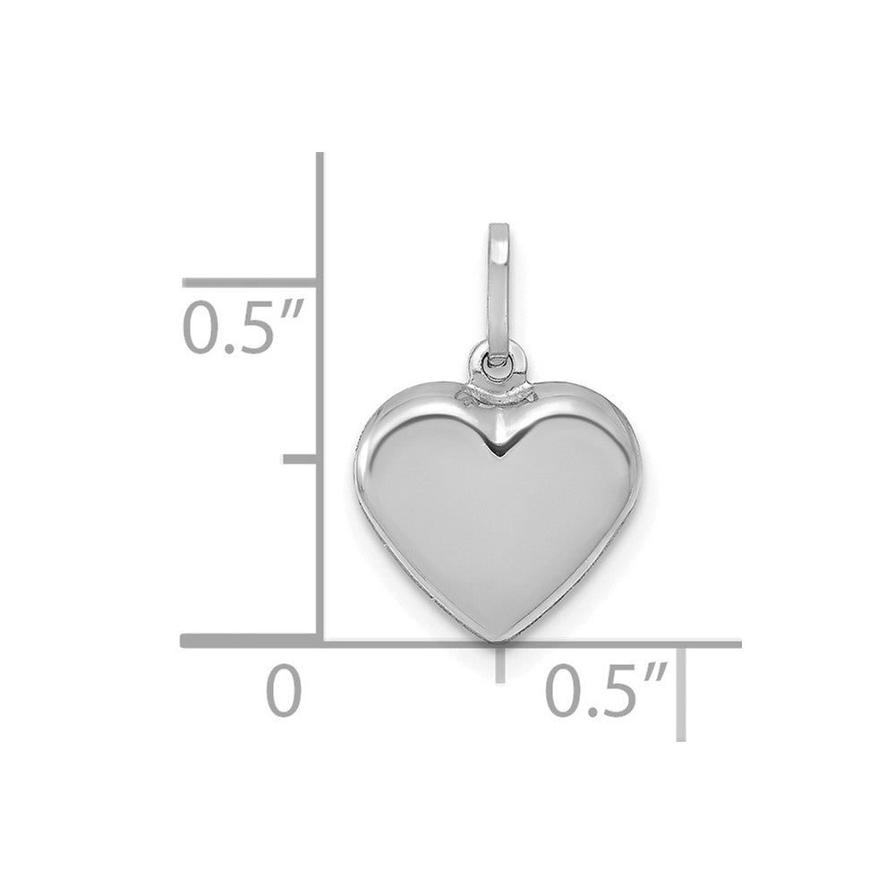 FJC Finejewelers 14 kt White Gold Themed Polished 3-D Heart Charm 15 mm x 10 mm