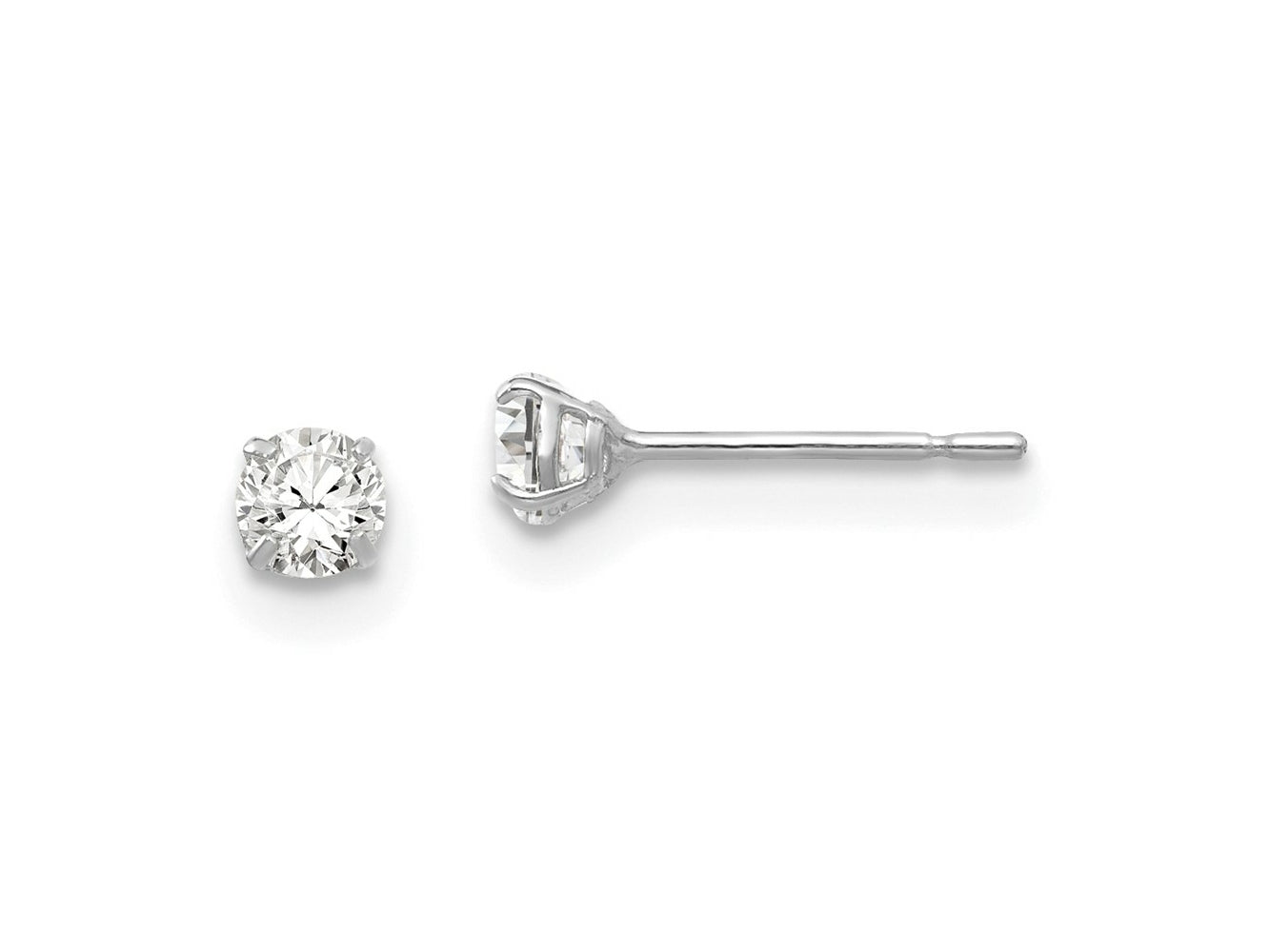 FJC Finejewelers 14 kt White Gold Stud 3mm Round CZ Post Earrings mm x mm
