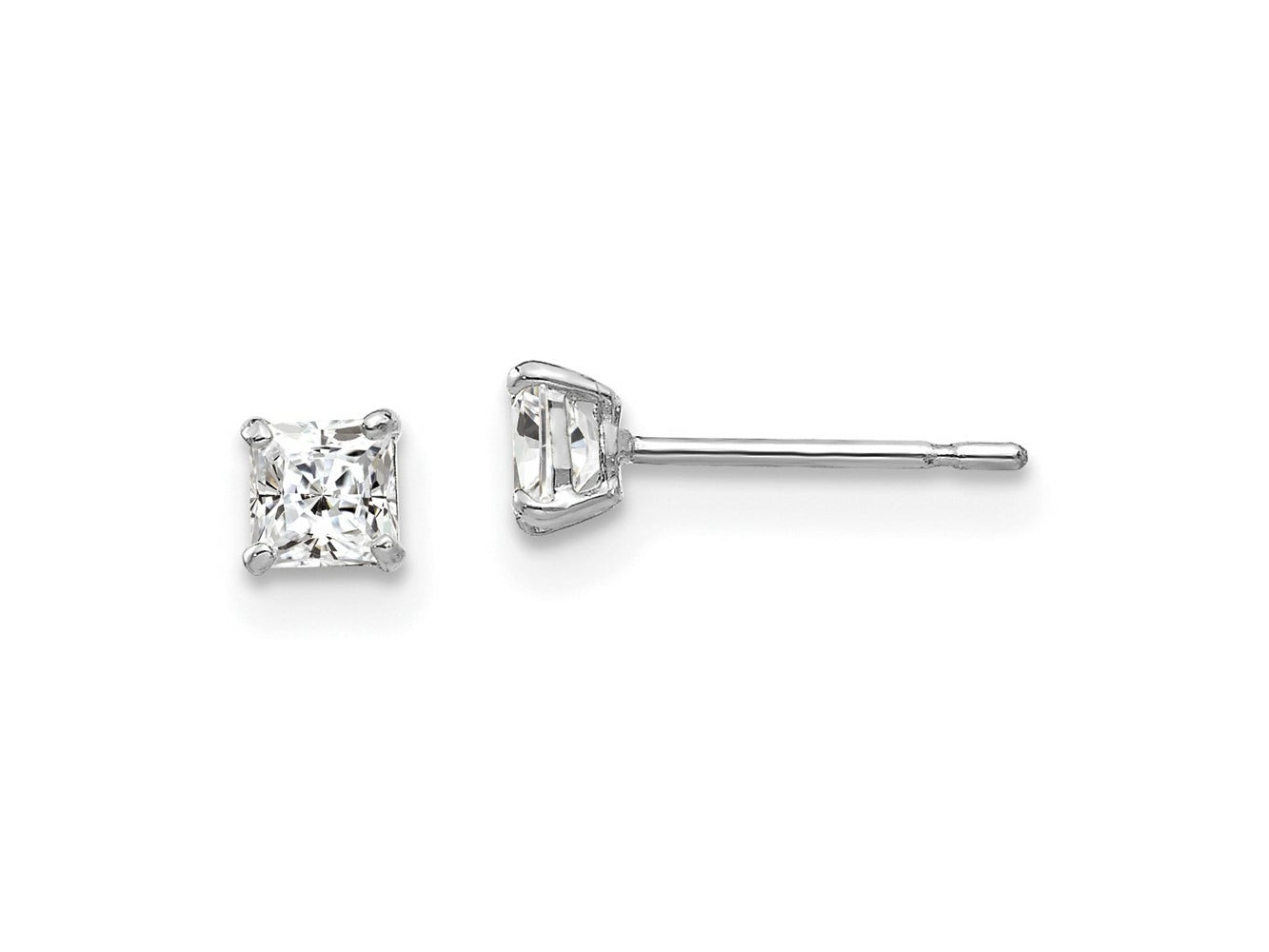 FJC Finejewelers 14 kt White Gold Stud 3mm Square CZ Post Earrings