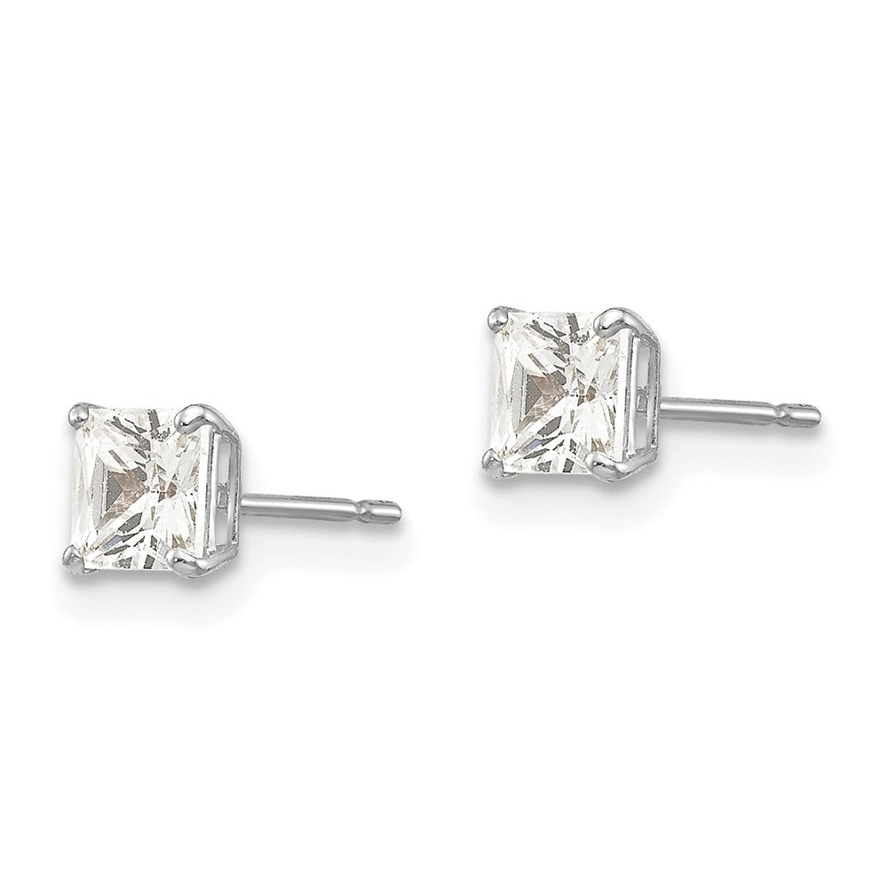 FJC Finejewelers 14 kt White Gold Stud 4mm Square CZ Post Earrings 4 mm x 4 mm