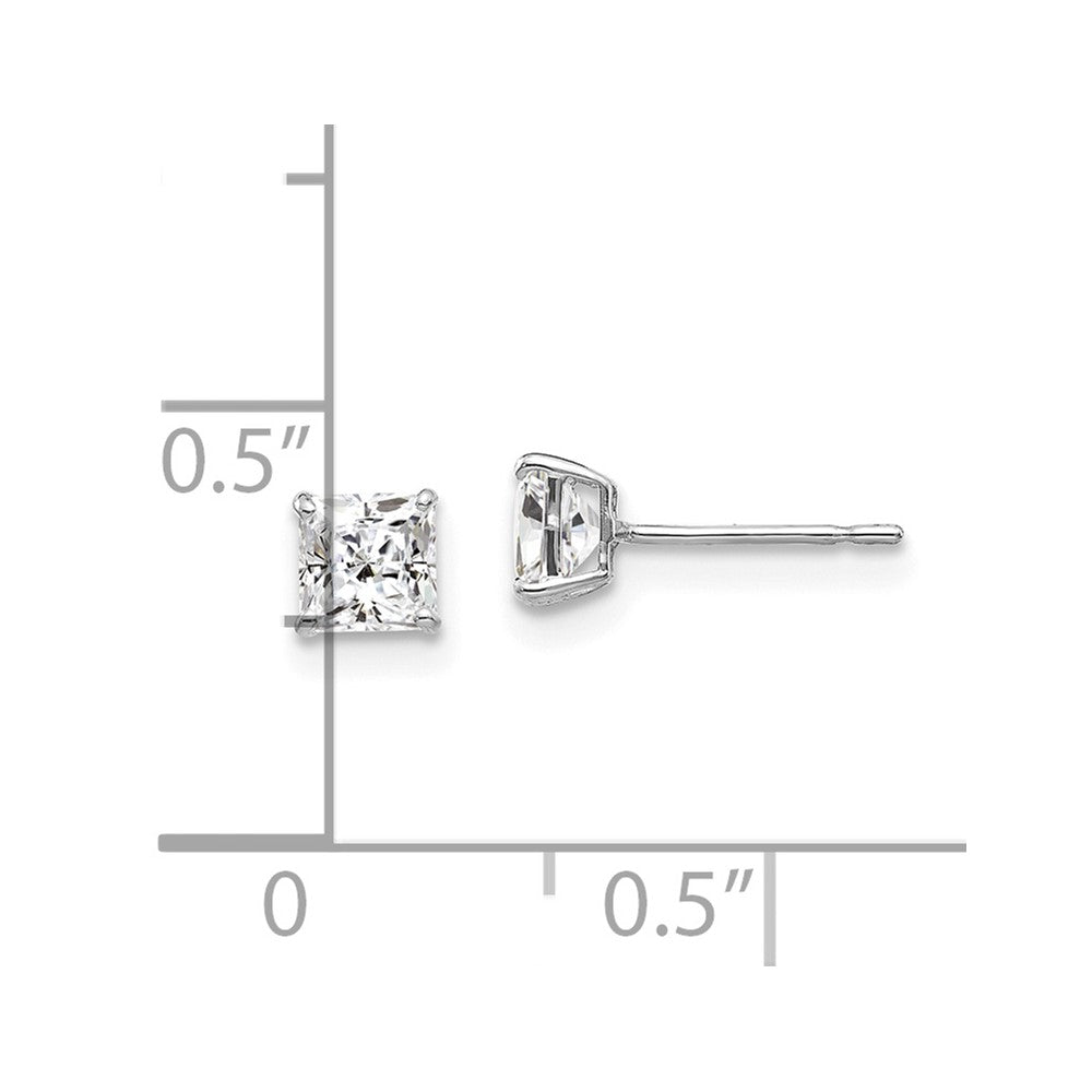 FJC Finejewelers 14 kt White Gold Stud 4mm Square CZ Post Earrings 4 mm x 4 mm