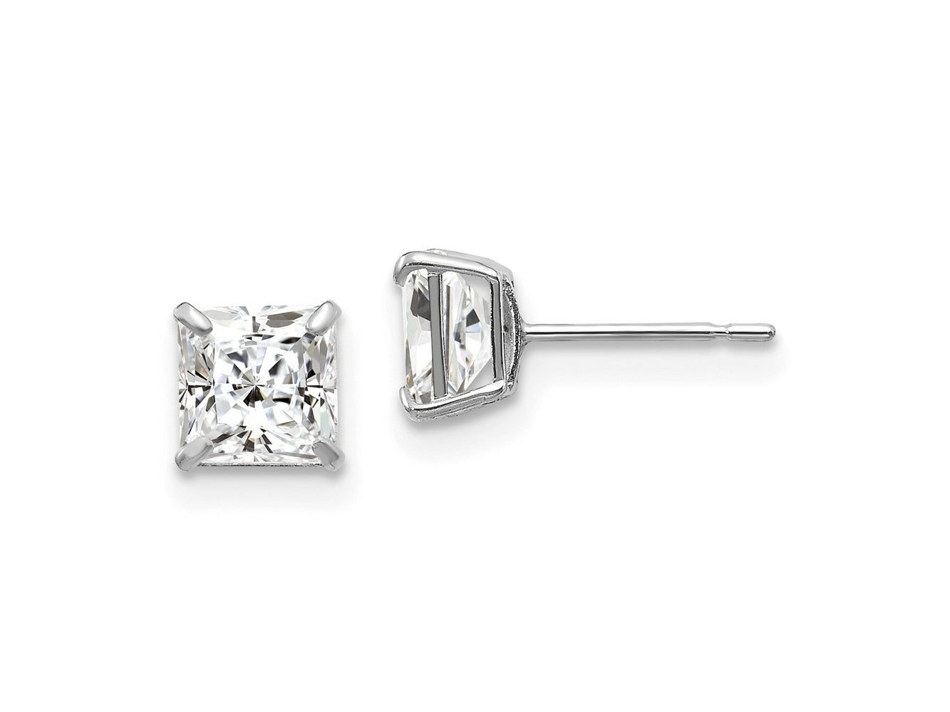 FJC Finejewelers 14 kt White Gold Stud 5mm Square CZ Post Earrings