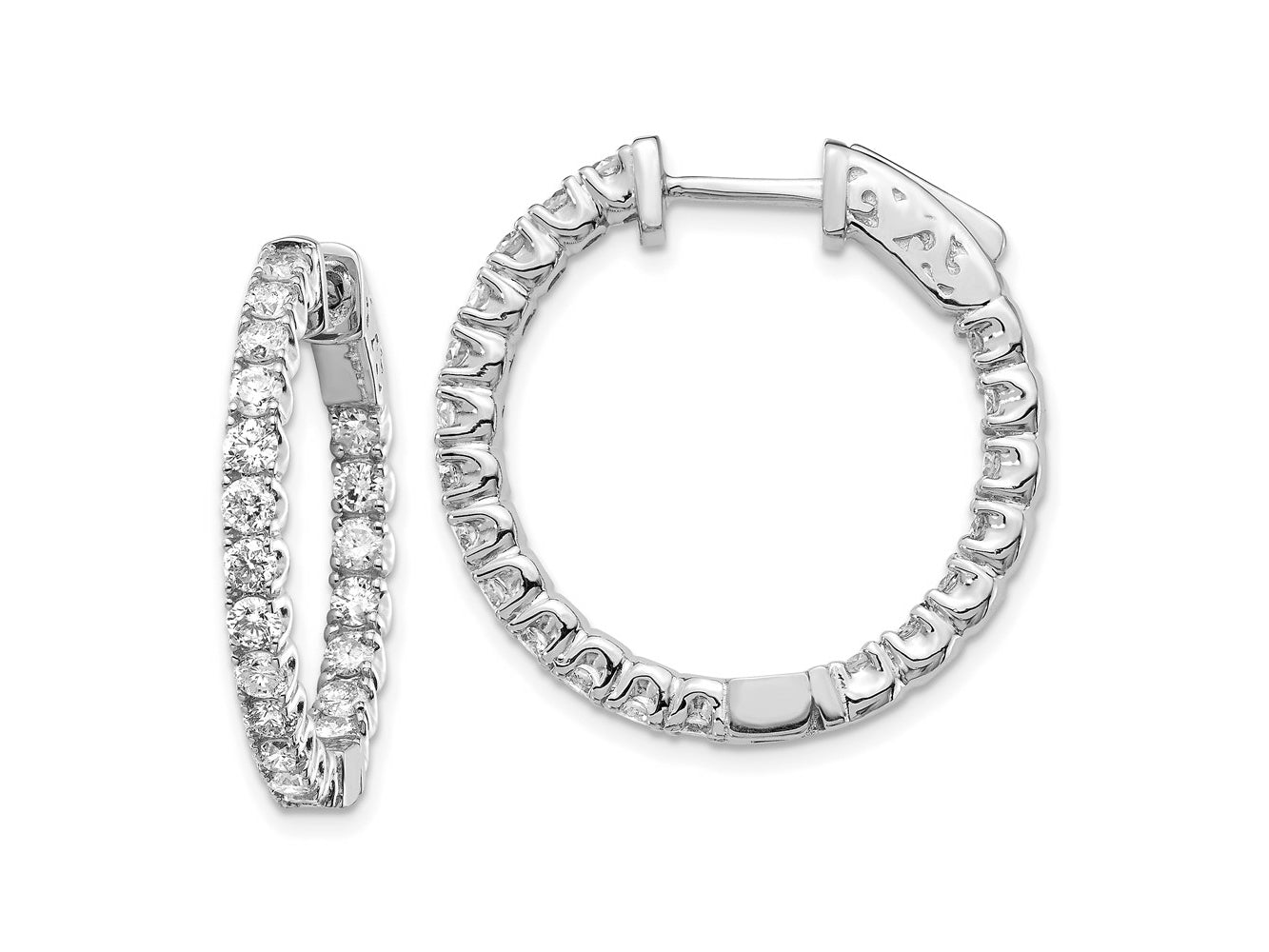 FJC Finejewelers 14 kt White Gold Lab Grown Diamonds Round Hoop with Safety Clasp Earr