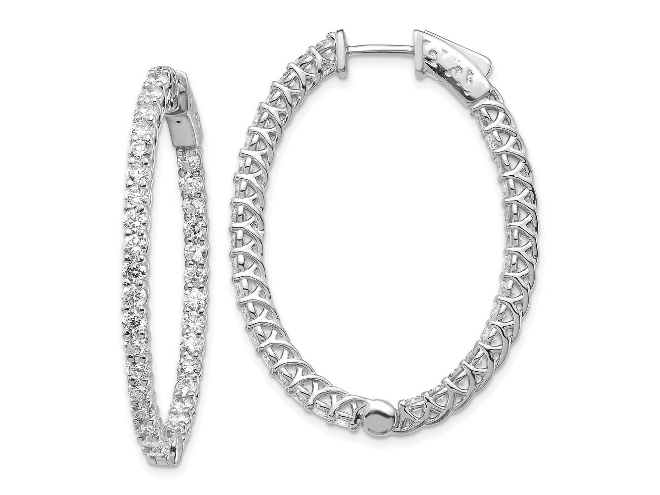 FJC Finejewelers 14 kt White Gold Lab Grown Diamonds Round Hoop Earrings with Safety Clasp