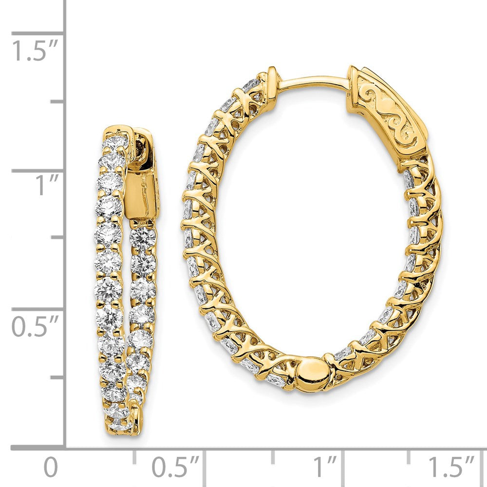 FJC Finejewelers 14 kt Yellow Gold Lab Grown Diamonds Oval Hoop Earrings Safety Clasp 31 x 25mm