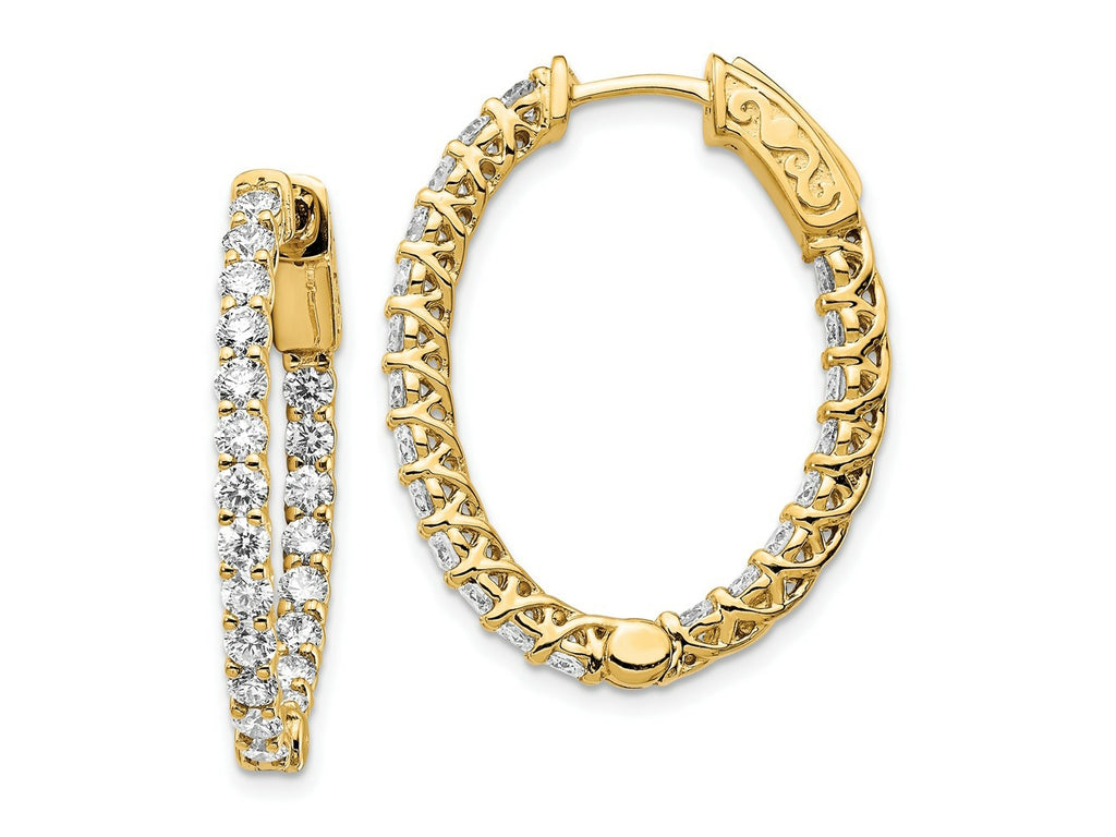 FJC Finejewelers 14 kt Yellow Gold Lab Grown Diamonds Oval Hoop Earrings Safety Clasp 31 x 25mm