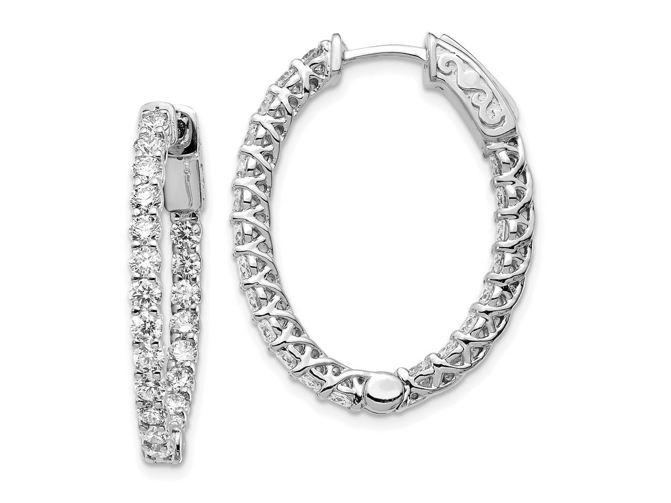 FJC Finejewelers 14 kt White Gold Lab Grown Diamonds Round Hoop Earrings with Safety Clasp