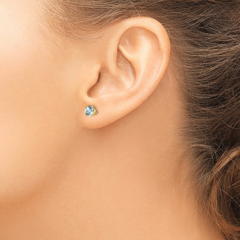 FJC Finejewelers 14 kt Yellow Gold Stud Aquamarine Post Earrings 5 x 5 mm