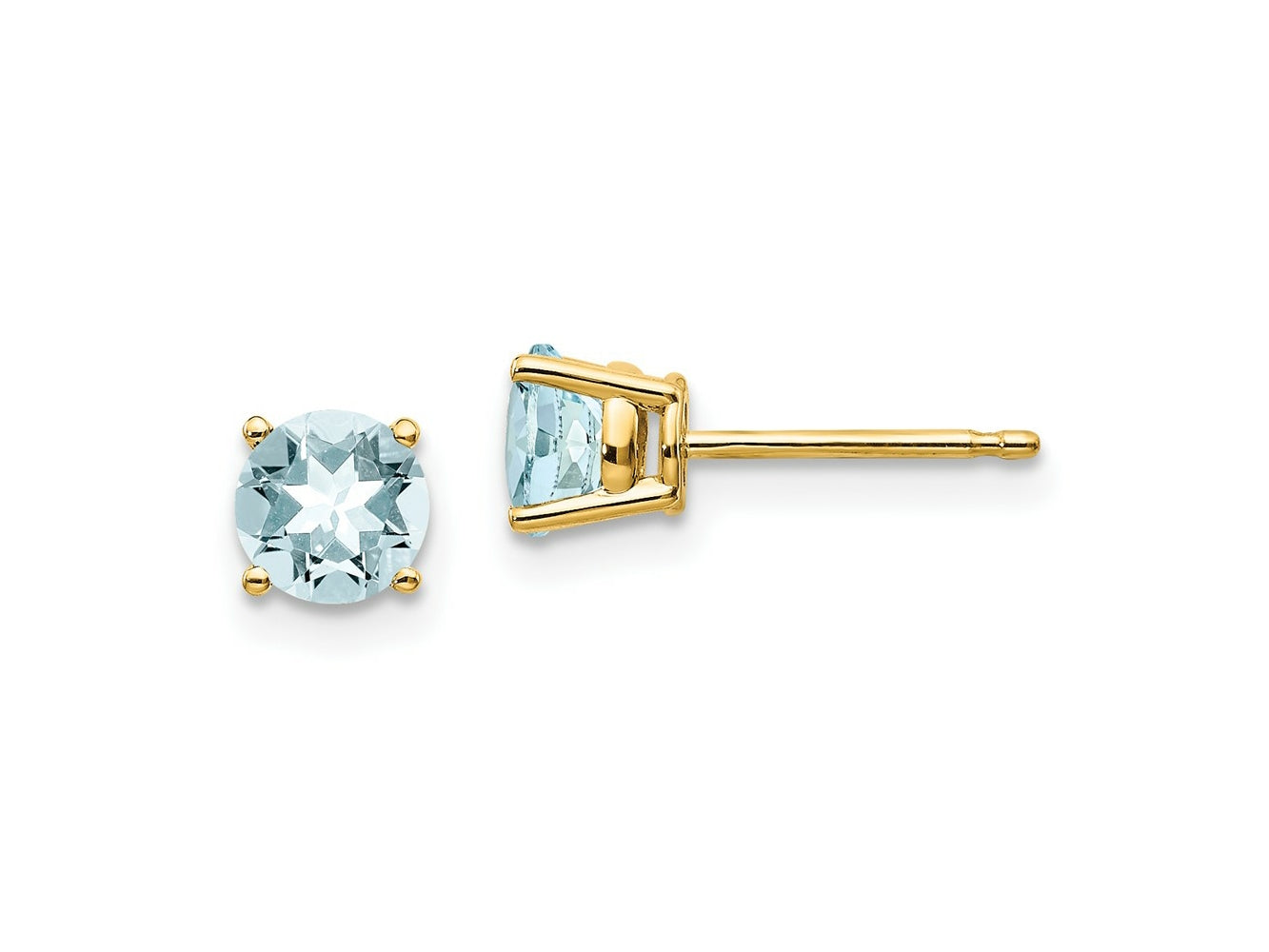 FJC Finejewelers 14 kt Yellow Gold Stud Aquamarine Post Earrings 5 x 5 mm