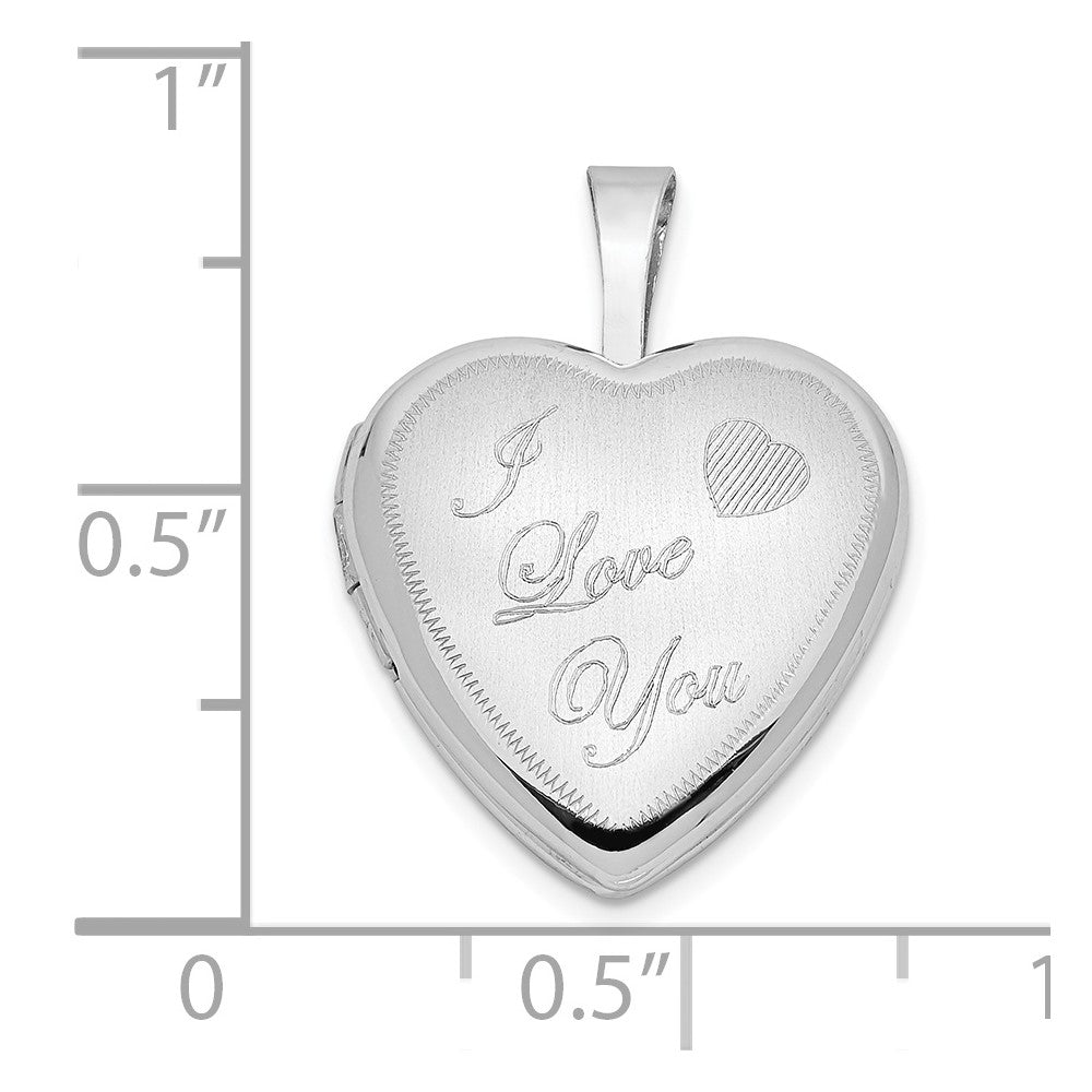 FJC Finejewelers 14 kt White Gold Satin I LOVE YOU Heart Locket Charm 21 mm x 16 mm
