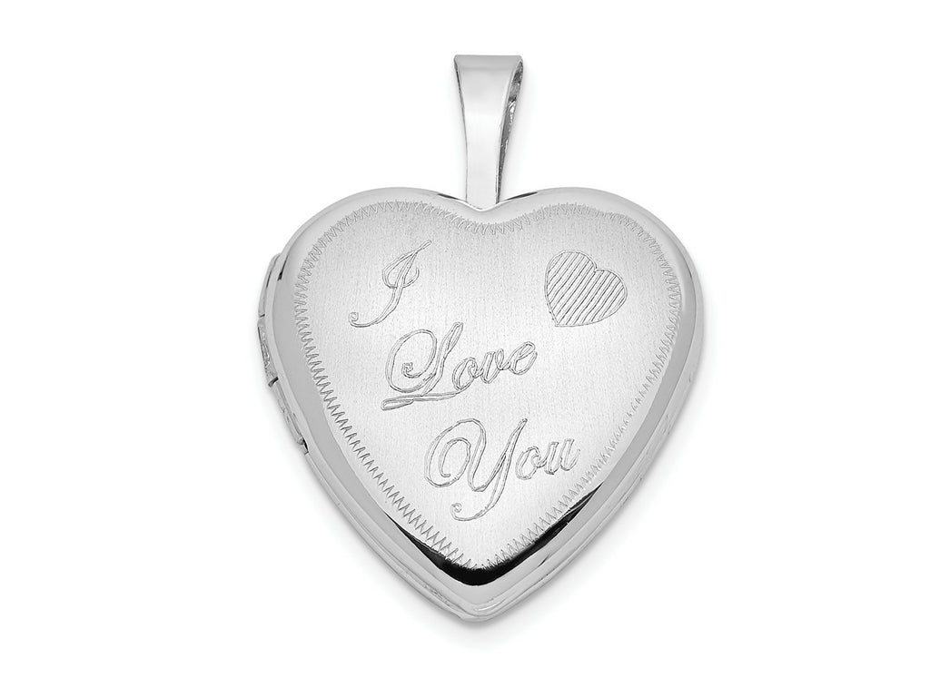 FJC Finejewelers 14 kt White Gold Satin I LOVE YOU Heart Locket Charm 21 mm x 16 mm