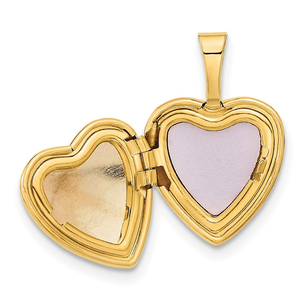 FJC Finejewelers 14 kt Yellow Gold Satin with Enamel Rose Heart Charm Locket 18 x 12 mm