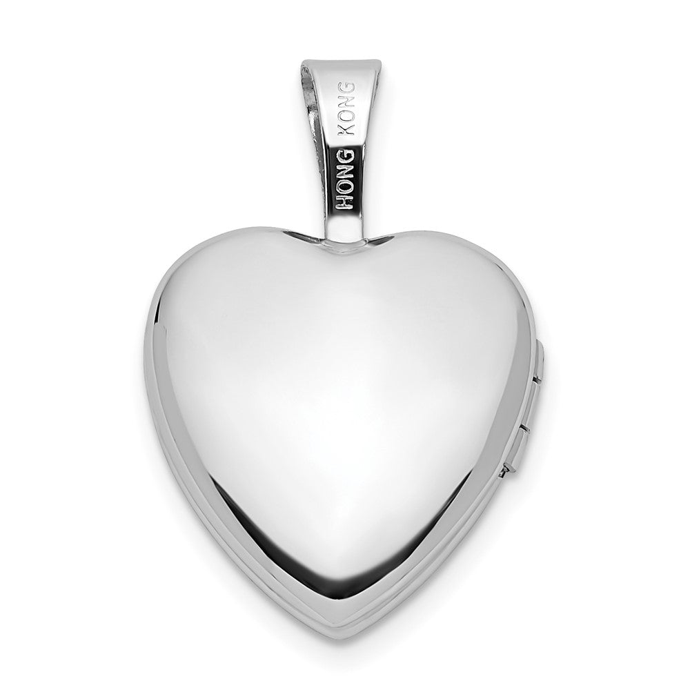 FJC Finejewelers 14 kt White Gold Satin with Enamel Rose Heart Locket Charm 18 mm x 12 mm