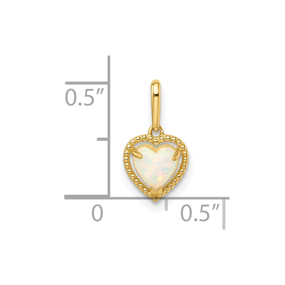 FJC Finejewelers 14 kt Yellow Gold Lab Created Opal Heart Charm 7 mm