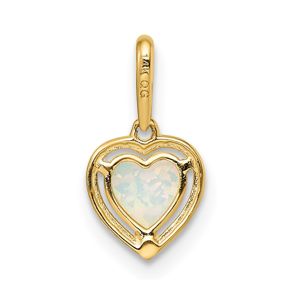 FJC Finejewelers 14 kt Yellow Gold Lab Created Opal Heart Charm 7 mm