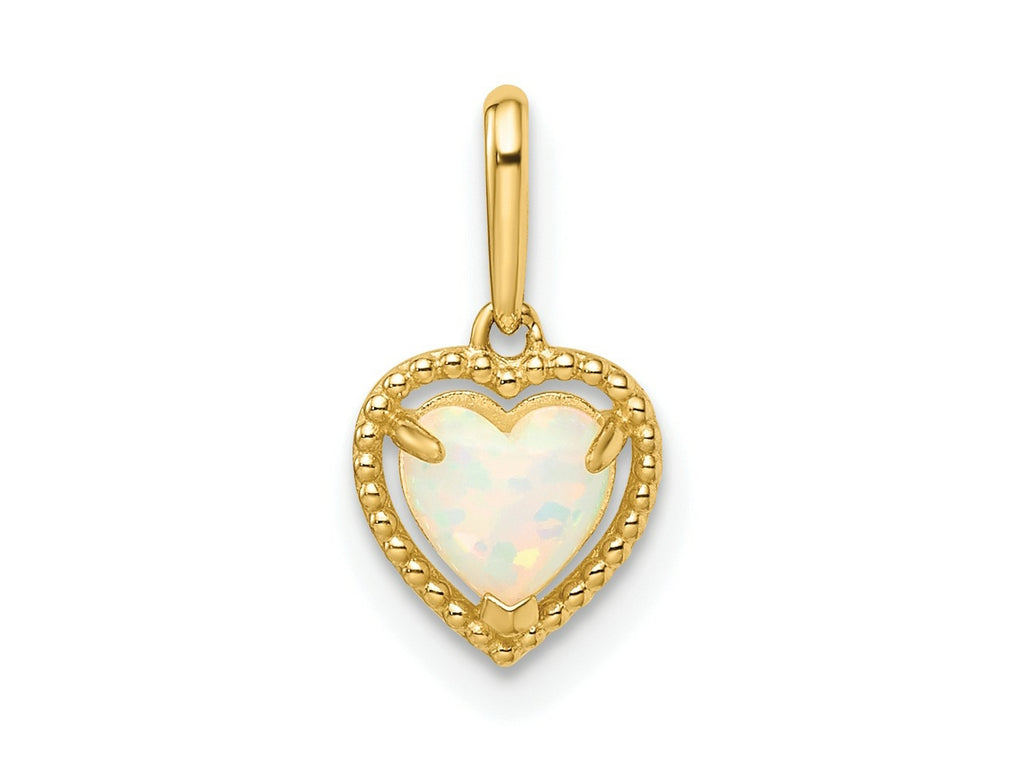 FJC Finejewelers 14 kt Yellow Gold Lab Created Opal Heart Charm 7 mm