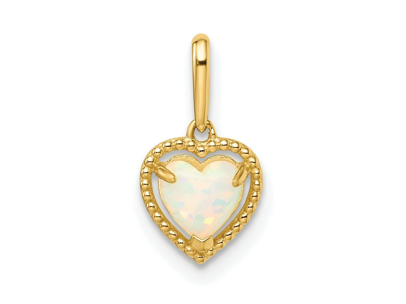 FJC Finejewelers 14 kt Yellow Gold Lab Created Opal Heart Charm 7 mm
