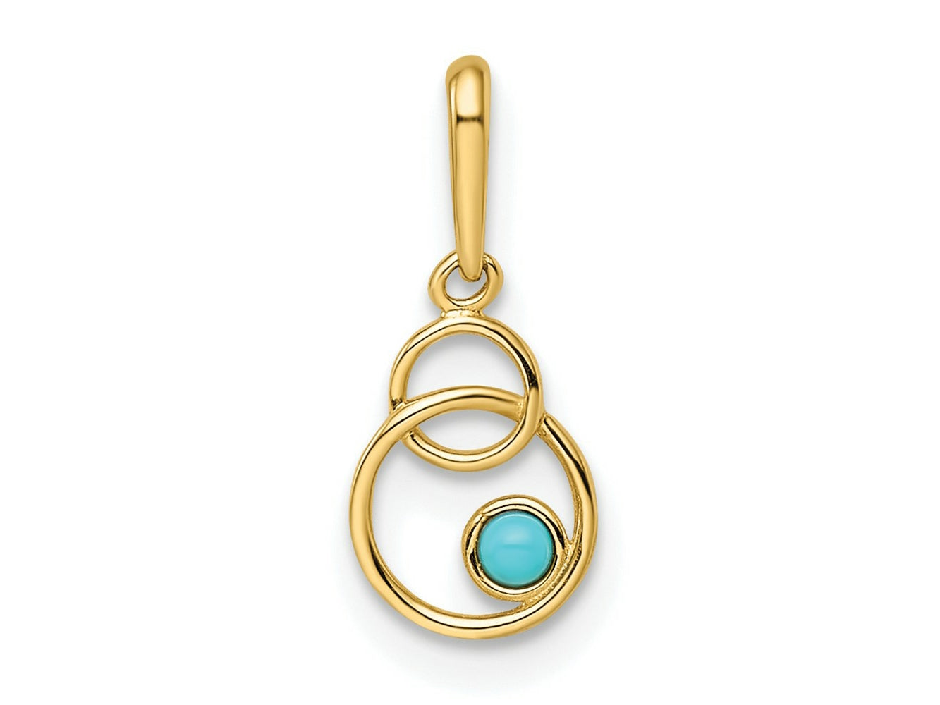 FJC Finejewelers 14 kt Yellow Gold Synthetic Turquoise Circle Charm 15 x 6 mm