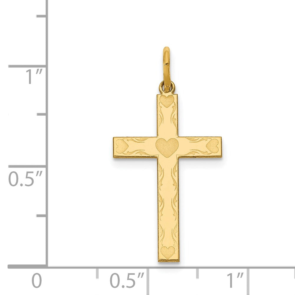 FJC Finejewelers 14 kt Yellow Gold Laser Designed Cross Charm 26 x 13 mm