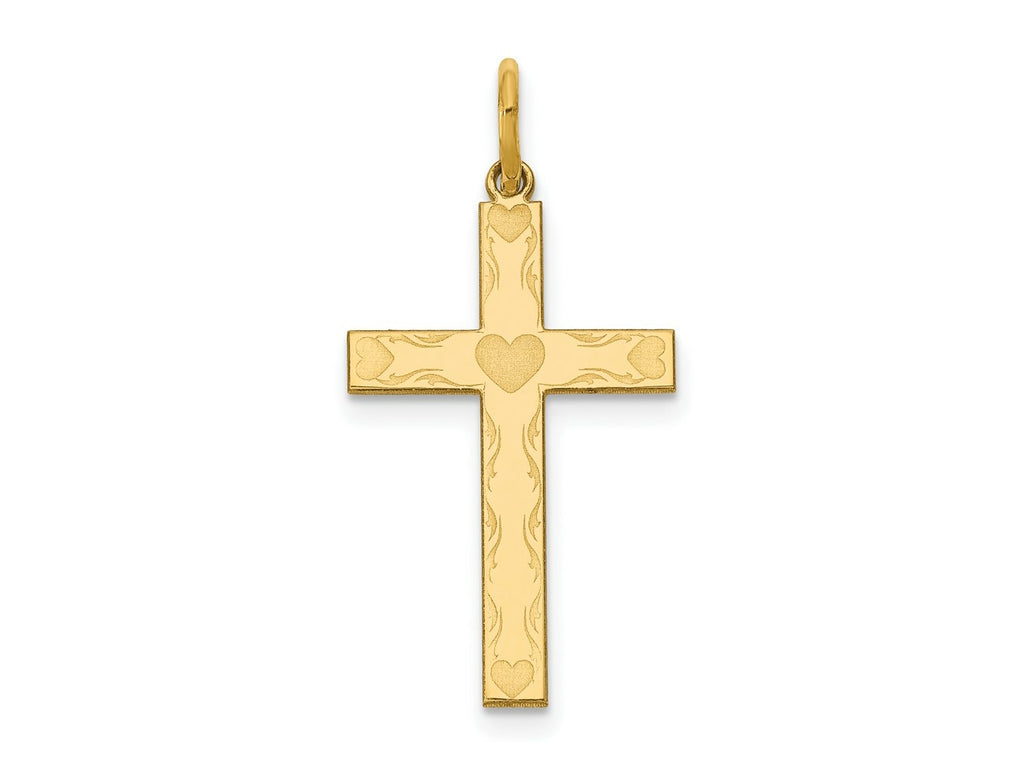FJC Finejewelers 14 kt Yellow Gold Laser Designed Cross Charm 26 x 13 mm