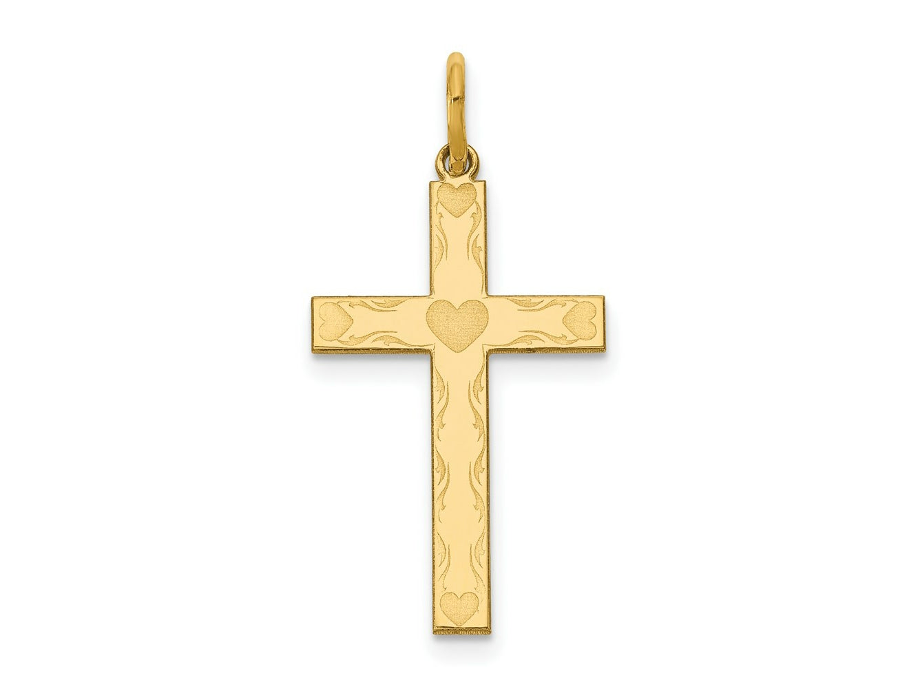FJC Finejewelers 14 kt Yellow Gold Laser Designed Cross Charm 26 x 13 mm