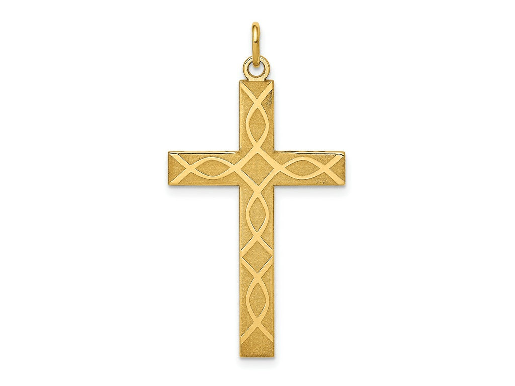 FJC Finejewelers 14 kt Yellow Gold Laser Designed Cross Charm 40 x 21 mm