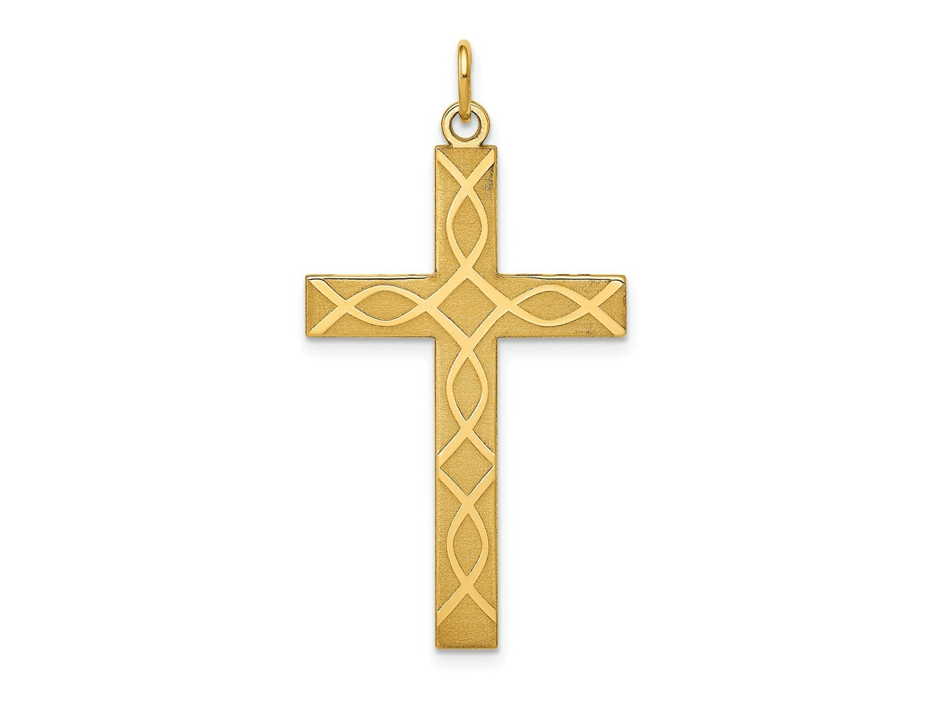 FJC Finejewelers 14 kt Yellow Gold Laser Designed Cross Charm 40 x 21 mm