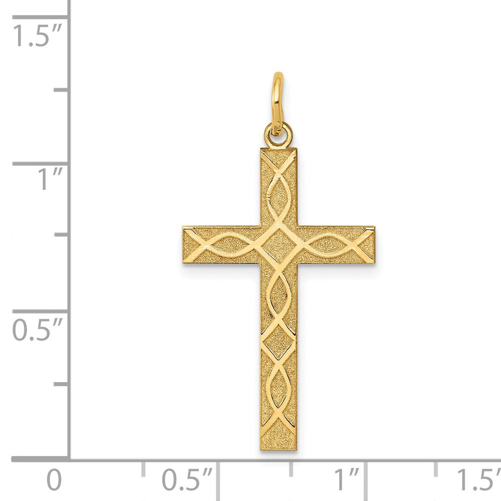 FJC Finejewelers 14 kt Yellow Gold Laser Designed Cross Charm 33 x 16 mm