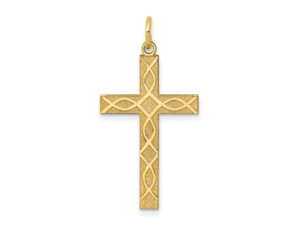 FJC Finejewelers 14 kt Yellow Gold Laser Designed Cross Charm 33 x 16 mm