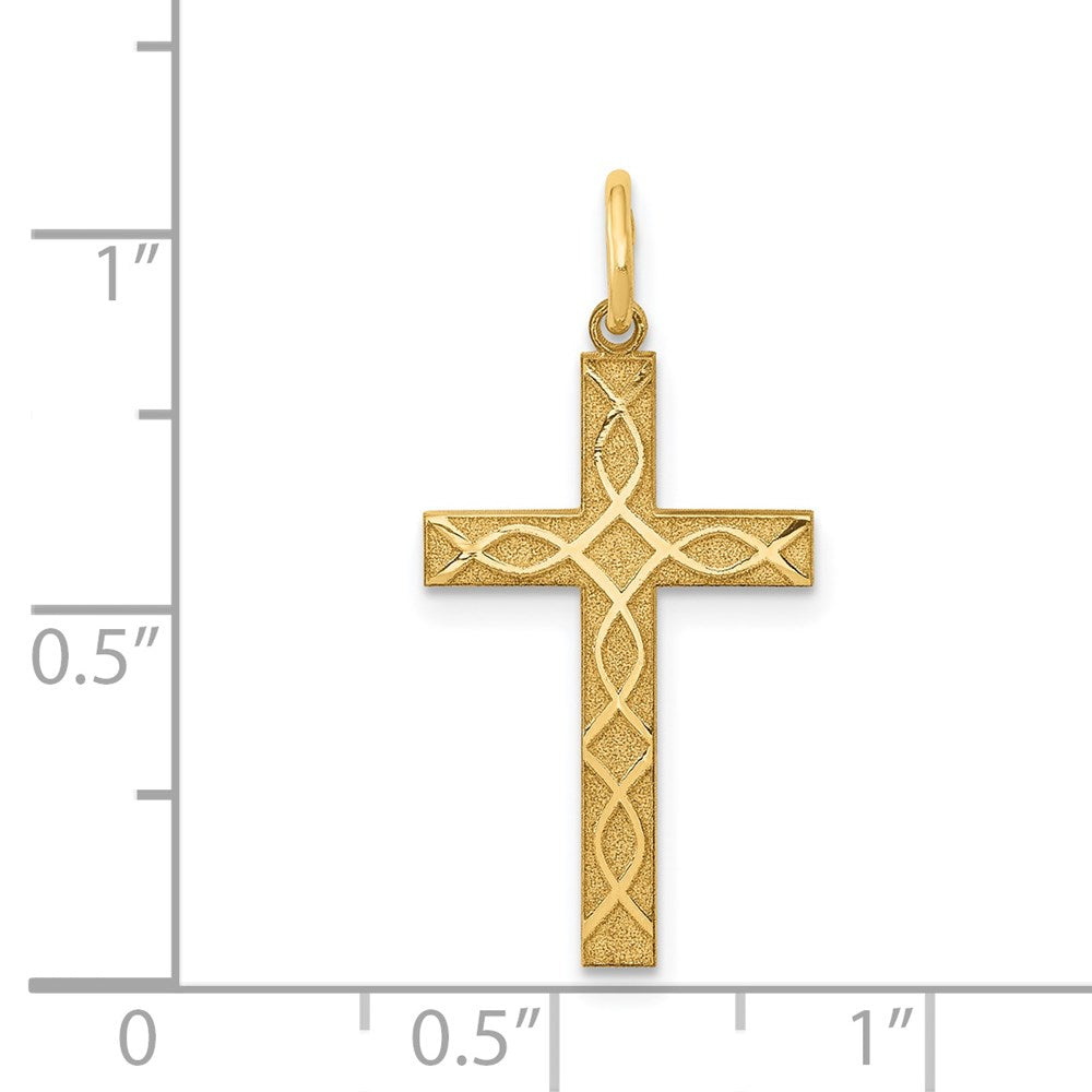 FJC Finejewelers 14 kt Yellow Gold Laser Designed Cross Charm 27 x 13 mm