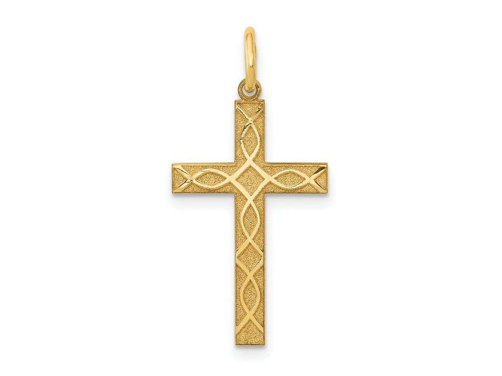 FJC Finejewelers 14 kt Yellow Gold Laser Designed Cross Charm 27 x 13 mm