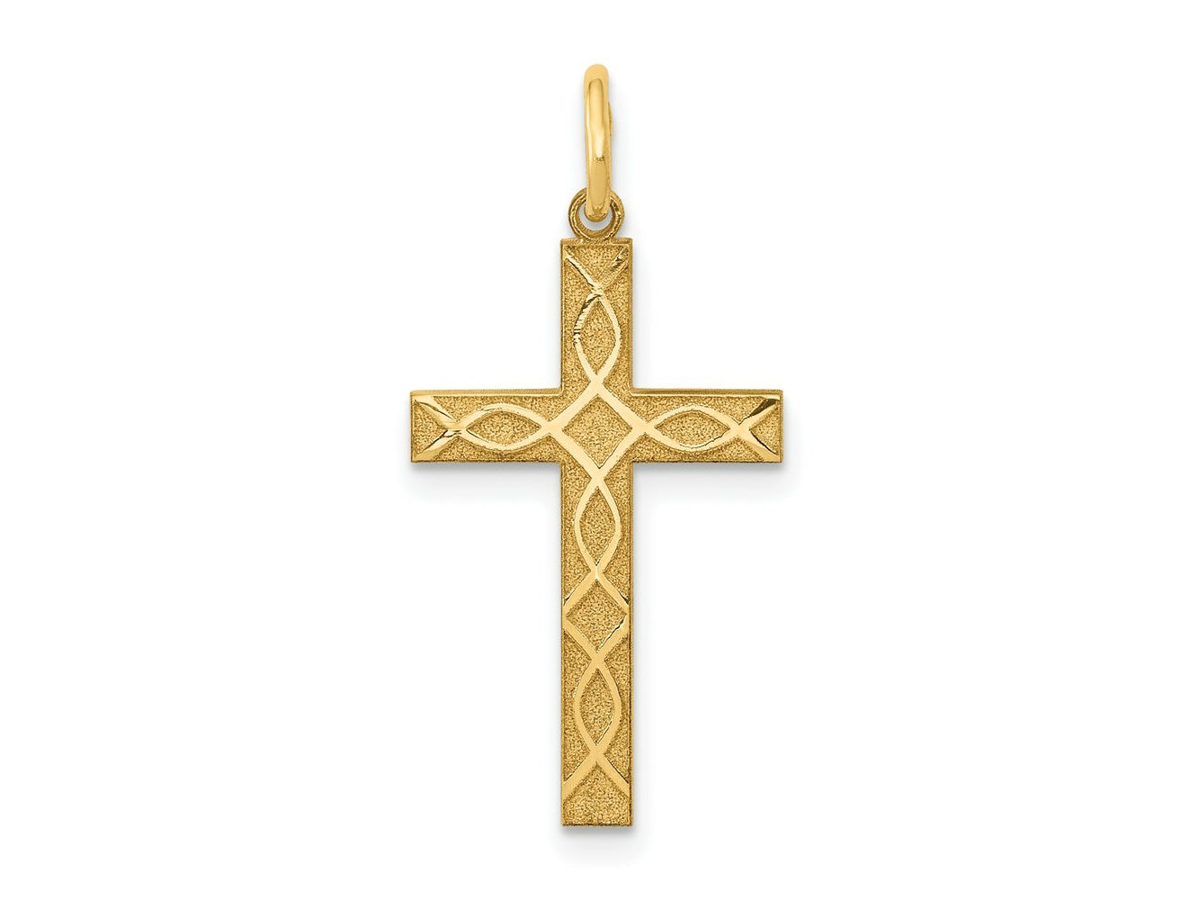 FJC Finejewelers 14 kt Yellow Gold Laser Designed Cross Charm 27 x 13 mm