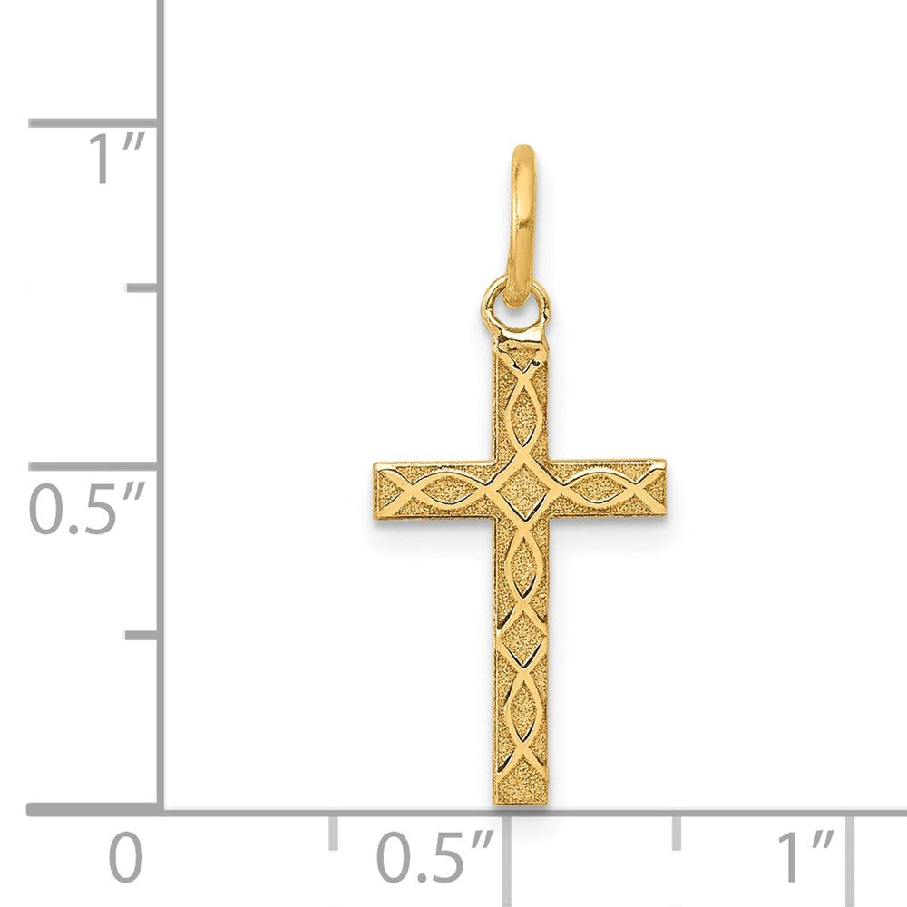FJC Finejewelers 14 kt Yellow Gold Laser Designed Cross Charm 23 x 10 mm