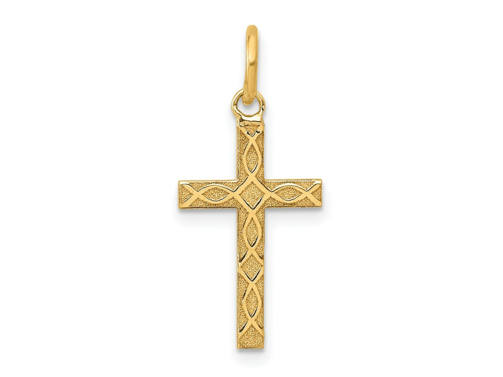 FJC Finejewelers 14 kt Yellow Gold Laser Designed Cross Charm 23 x 10 mm