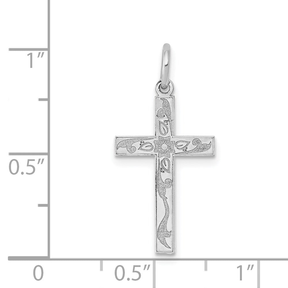FJC Finejewelers 14 kt White Gold Laser Designed Cross Charm 23 mm x 11 mm