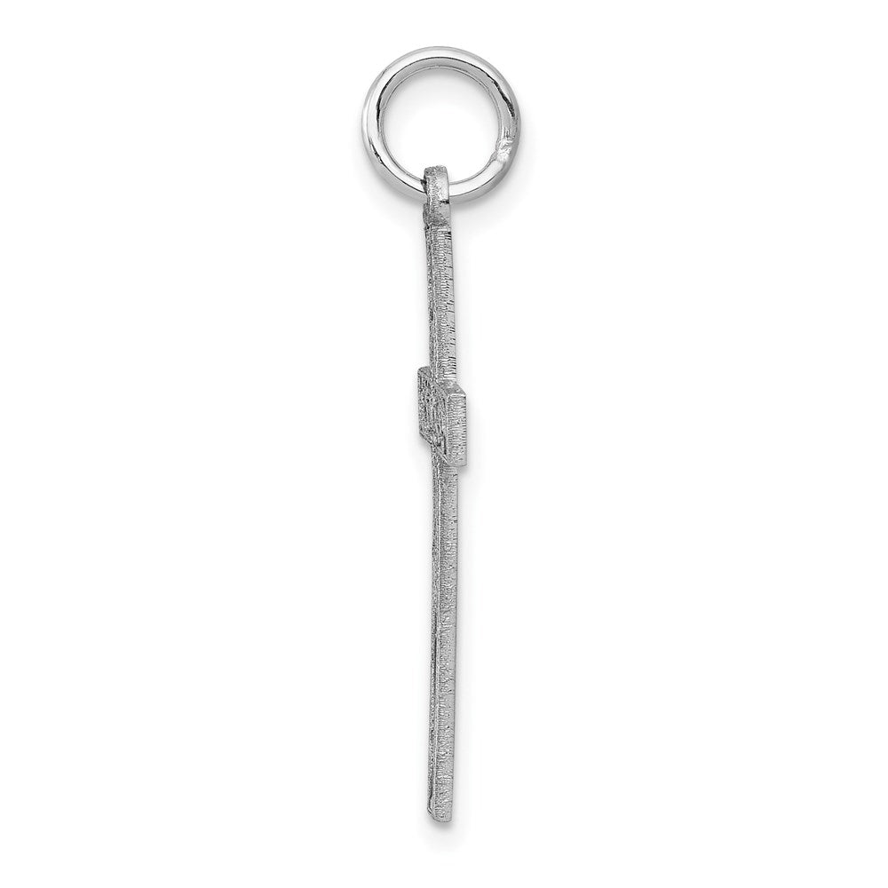 FJC Finejewelers 14 kt White Gold Laser Designed Religious Cross Charm 26 mm x 13 mm
