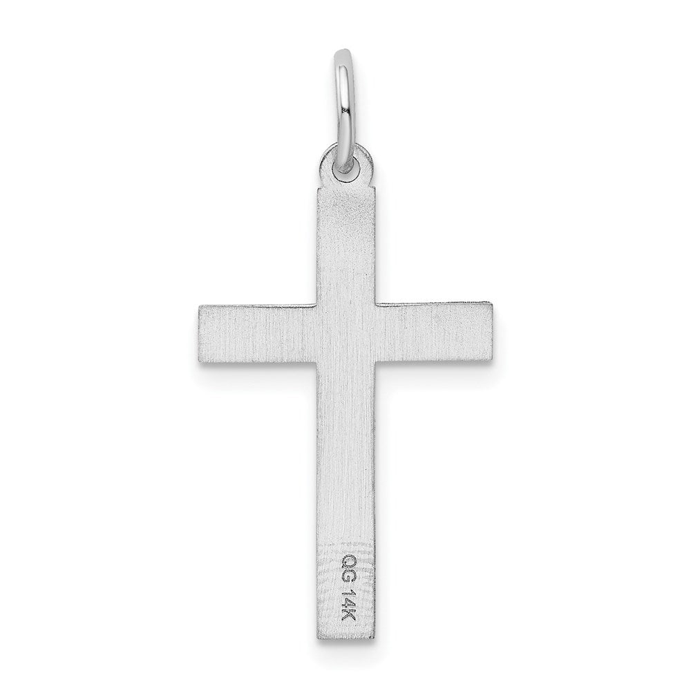 FJC Finejewelers 14 kt White Gold Laser Designed Religious Cross Charm 26 mm x 13 mm