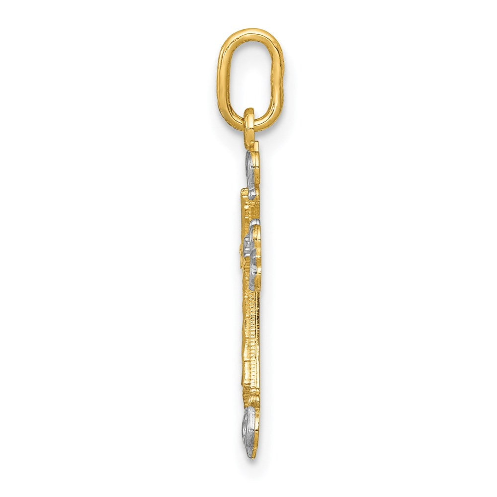 FJC Finejewelers 14 kt Yellow Gold with Rhodium Cross Charm 23 x 11 mm