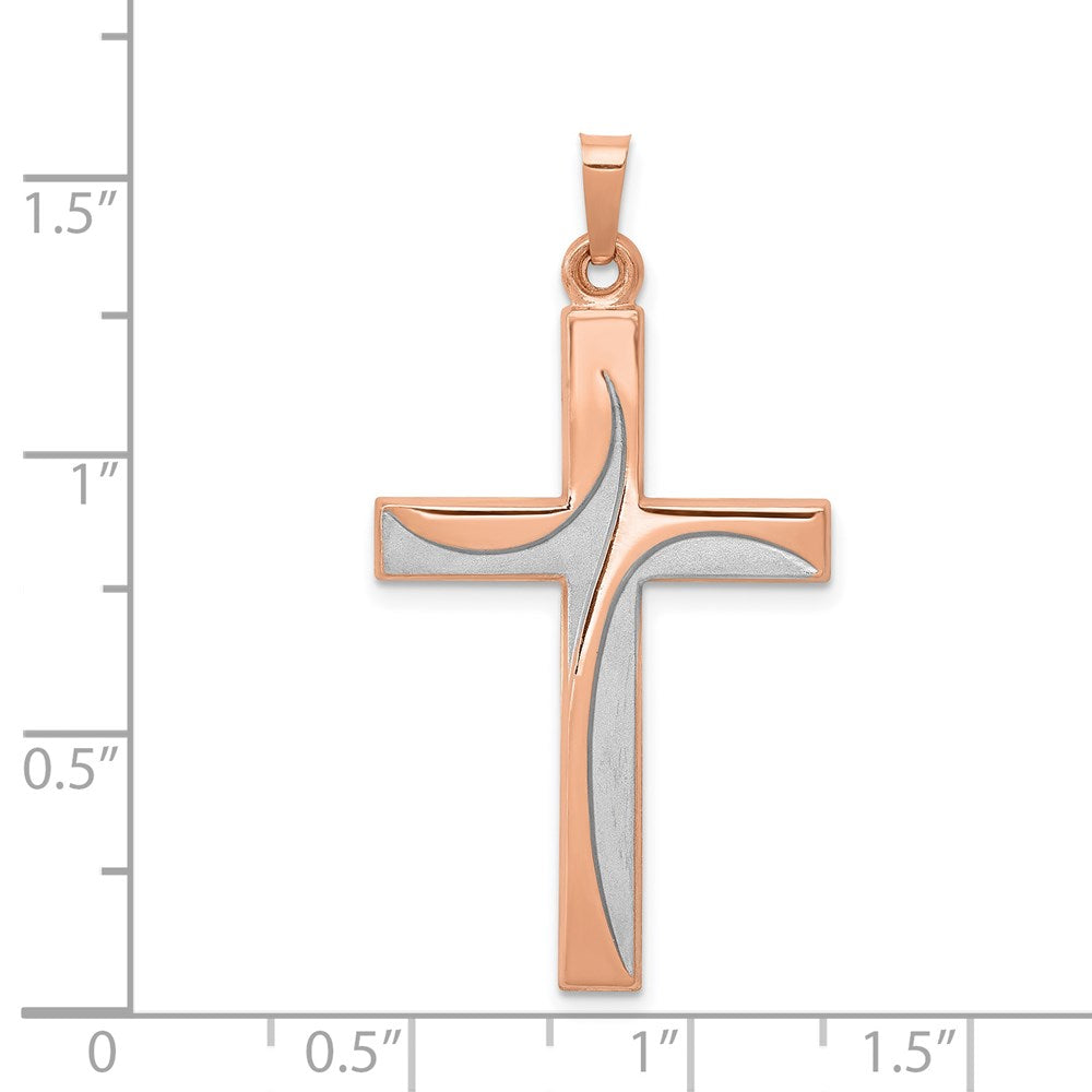 FJC Finejewelers 14 kt Rose Gold with Rhodium Cross Charm 39 mm x 20 mm
