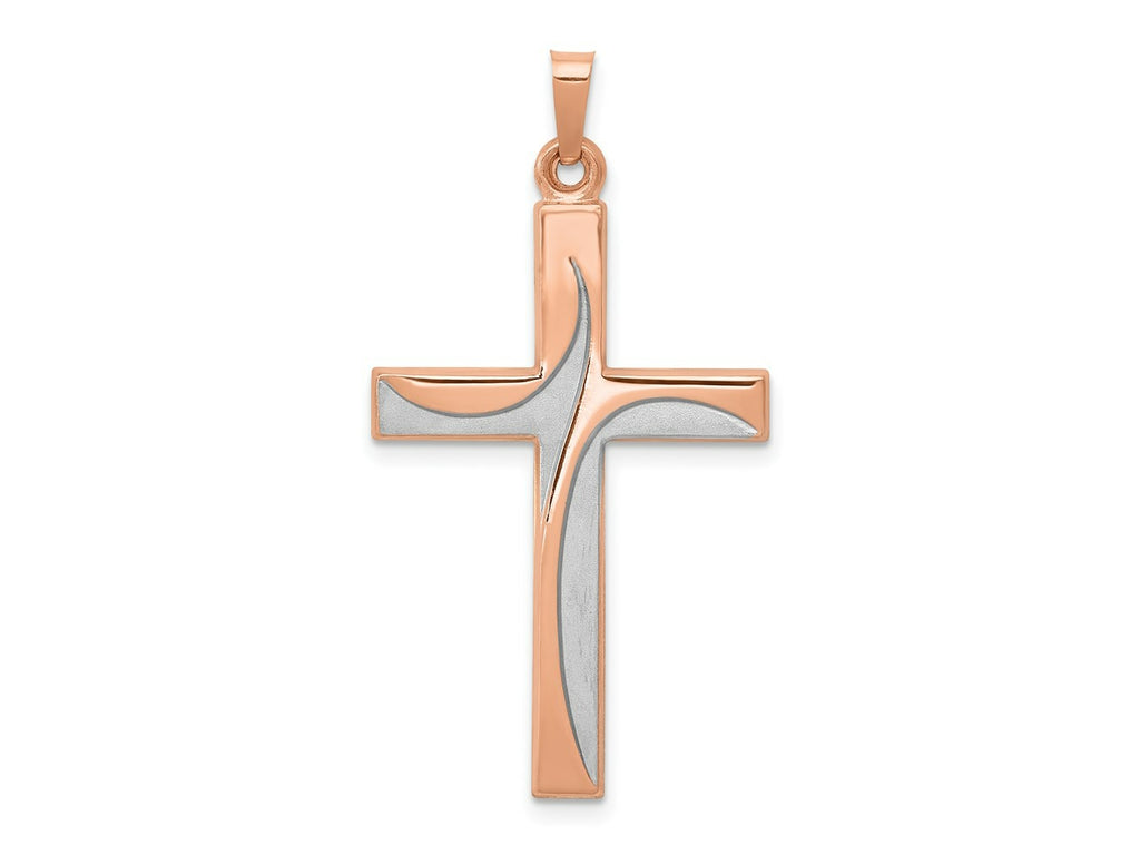 FJC Finejewelers 14 kt Rose Gold with Rhodium Cross Charm 39 mm x 20 mm