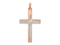 FJC Finejewelers 14 kt Rose Gold with Rhodium Cross Charm 39 mm x 20 mm