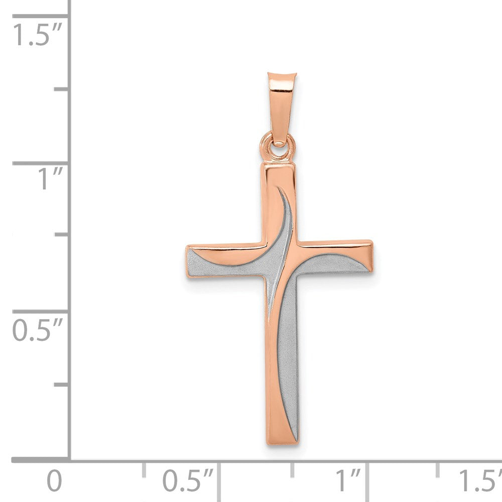 FJC Finejewelers 14 kt Rose Gold with Rhodium Hollow Cross Charm 31 mm x 16 mm